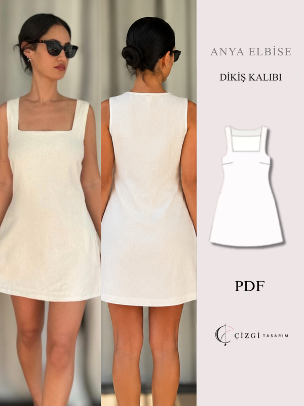 Anya Kare Yaka Mini Elbise Kalıbı