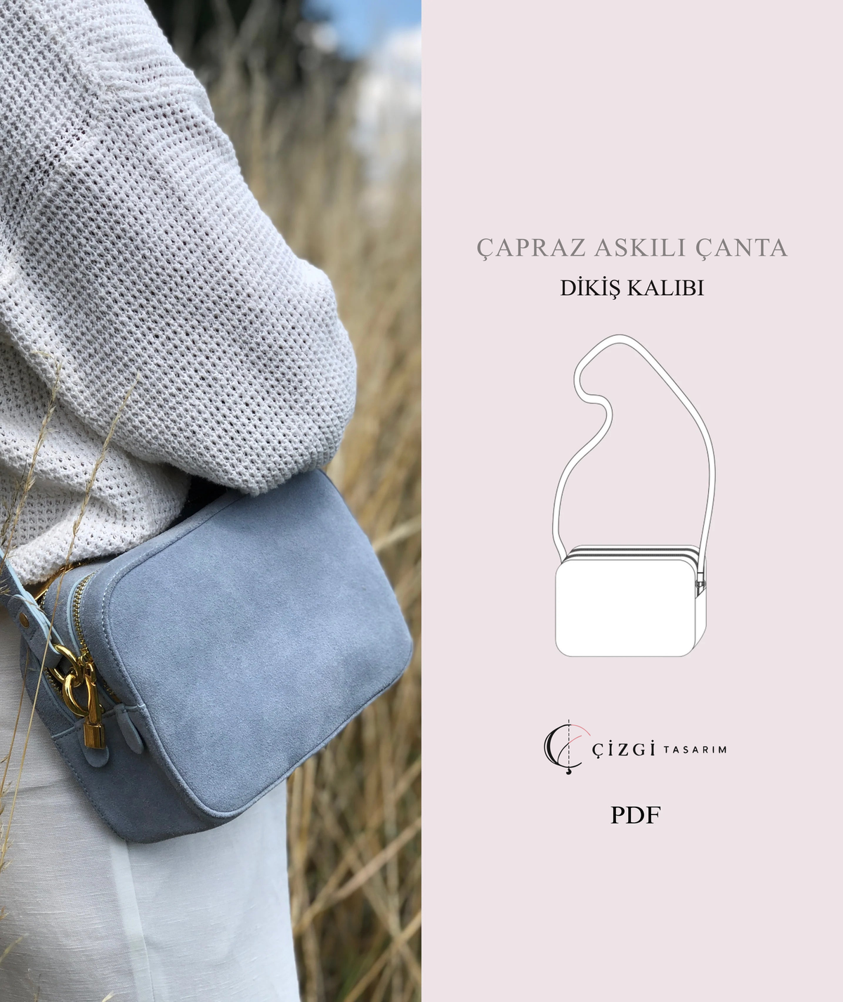 Çizgi Tasarım dikiş kalıbı kapağı — Çapraz Askılı Çanta Kalıbı