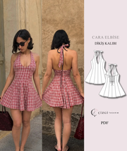 Çizgi Tasarım dikiş kalıbı kapağı — Cara Halter Mini Elbise Kalıbı