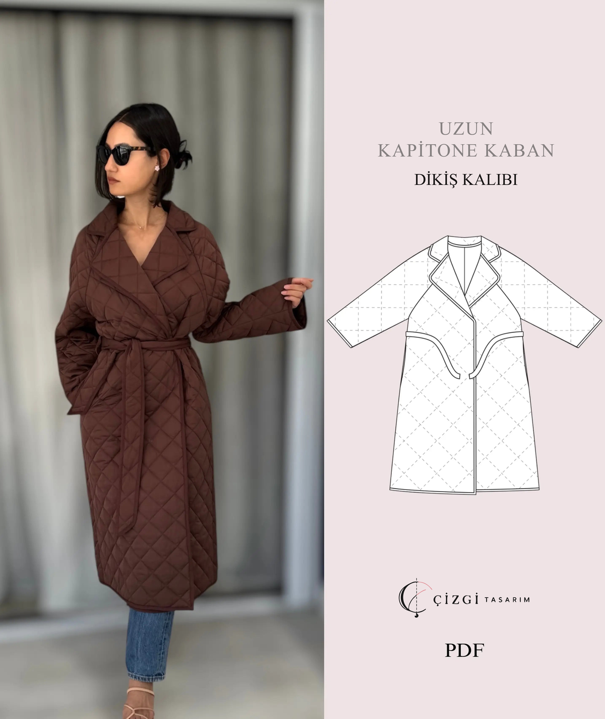 Çizgi Tasarım dikiş kalıbı kapağı — Kapitone Kaban Kalıbı
