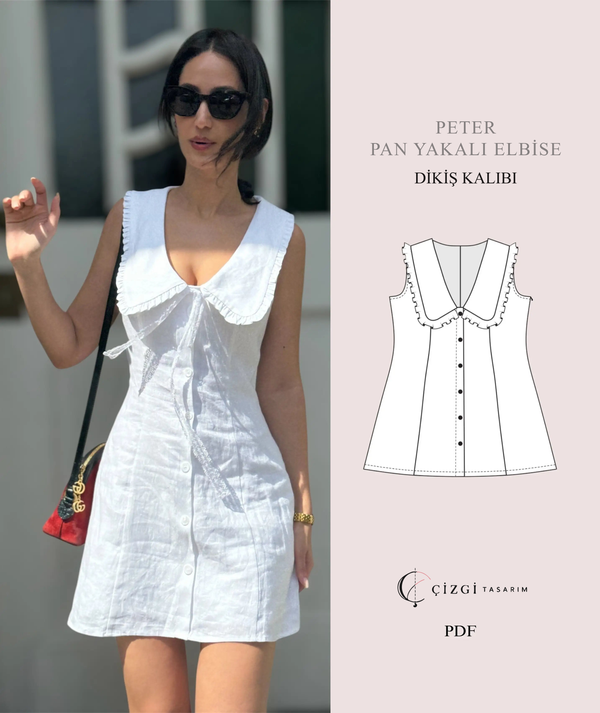 Peter Pan Yakalı Mini Elbise Kalıbı